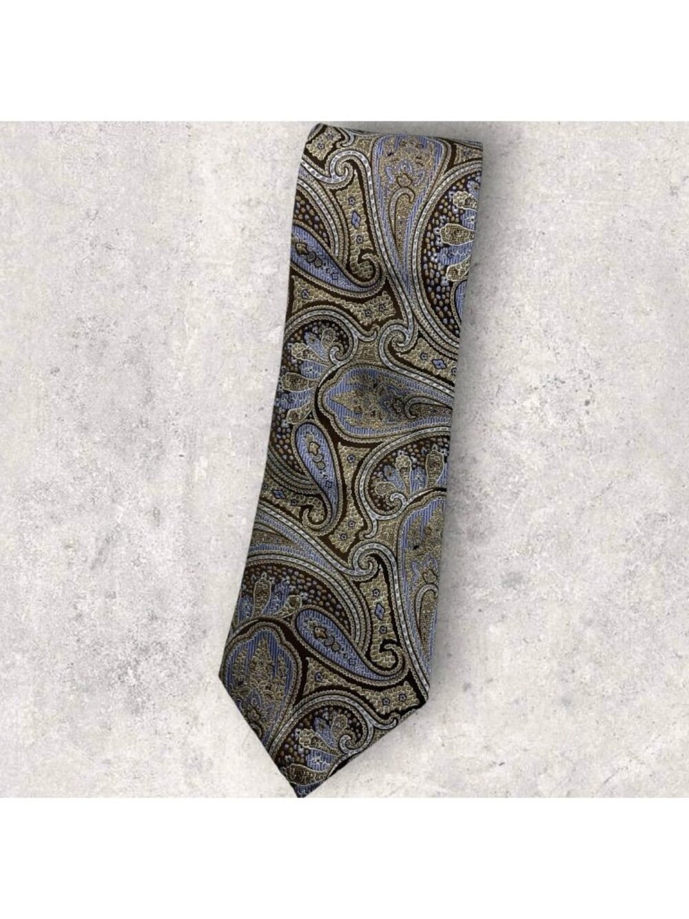 CANALI Silk Tie ITALY XL Beige Purple Brown Paisley W:3.8" EUC